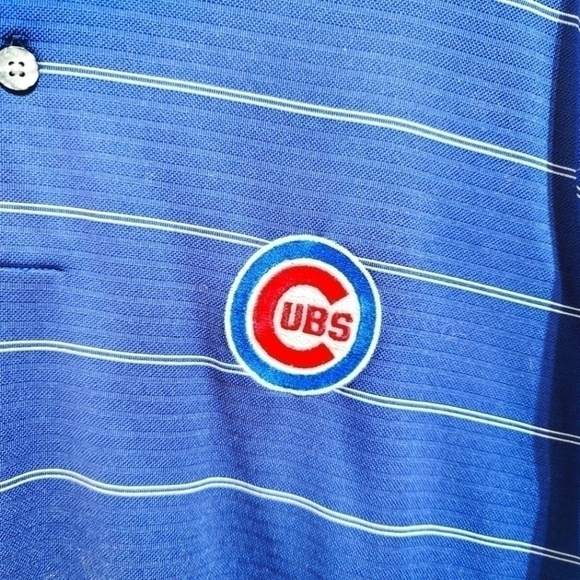 CHICAGO CUBS LOGO POLO, SZ LARGE, ROYAL BLUE, STRIPED - Picture 3 of 6